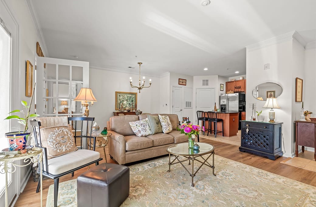 Cozy living room staging in Winston-Salem home for sale