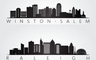 Winston-Salem and Raleigh North Carolina city comparison showing skyline and lifestyle differences